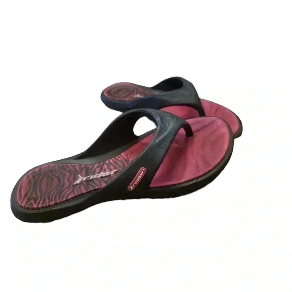 Rider Pink & Black Thong Sandal Size 36/6 - Picture 5 of 10